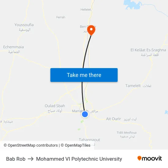 Bab Rob to Mohammed VI Polytechnic University map