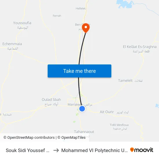 Souk Sidi Youssef Ben Ali to Mohammed VI Polytechnic University map