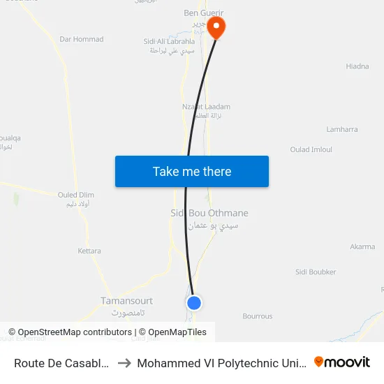 Route De Casablanca to Mohammed VI Polytechnic University map