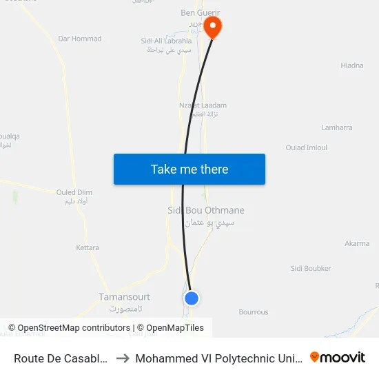 Route De Casablanca to Mohammed VI Polytechnic University map