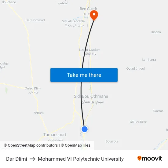 Dar Dlimi to Mohammed VI Polytechnic University map