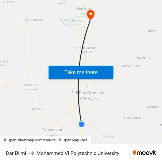 Dar Dlimi to Mohammed VI Polytechnic University map