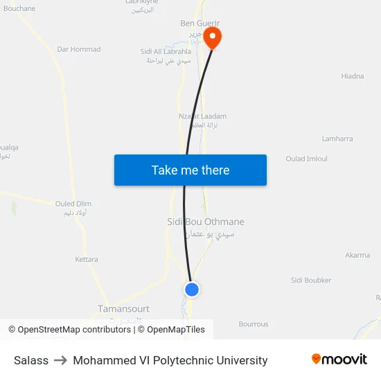 Salass to Mohammed VI Polytechnic University map