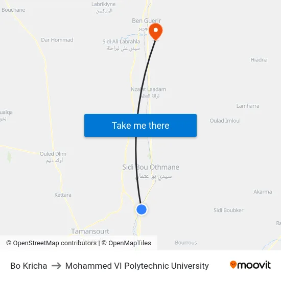 Bo Kricha to Mohammed VI Polytechnic University map