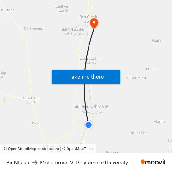 Bir Nhass to Mohammed VI Polytechnic University map