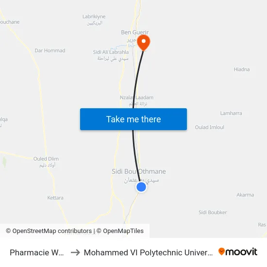 Pharmacie Wael to Mohammed VI Polytechnic University map