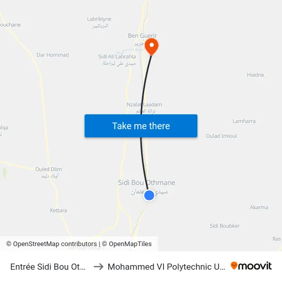Entrée Sidi Bou Othmane to Mohammed VI Polytechnic University map