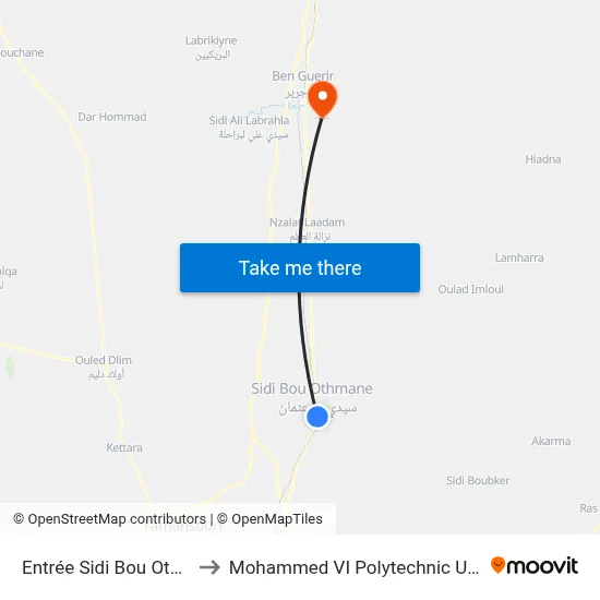 Sidi Bou Othmane Entrance to Mohammed VI Polytechnic University map