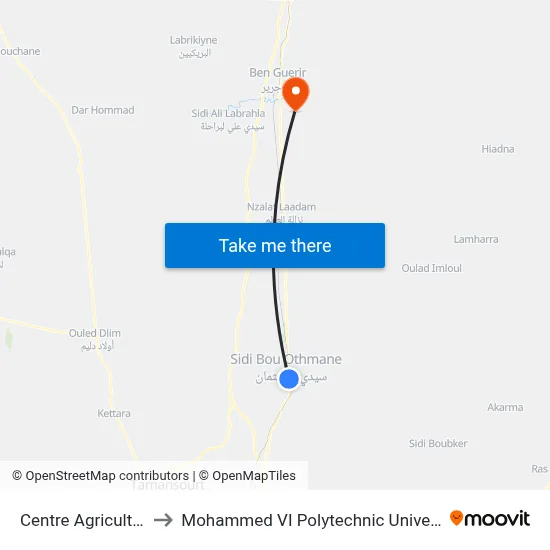 Agriculture Center to Mohammed VI Polytechnic University map