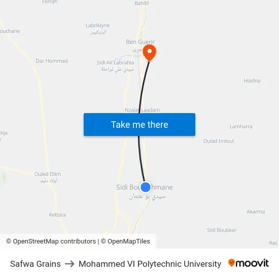 Safwa Grains to Mohammed VI Polytechnic University map
