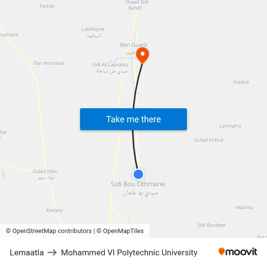 Lemaatla to Mohammed VI Polytechnic University map
