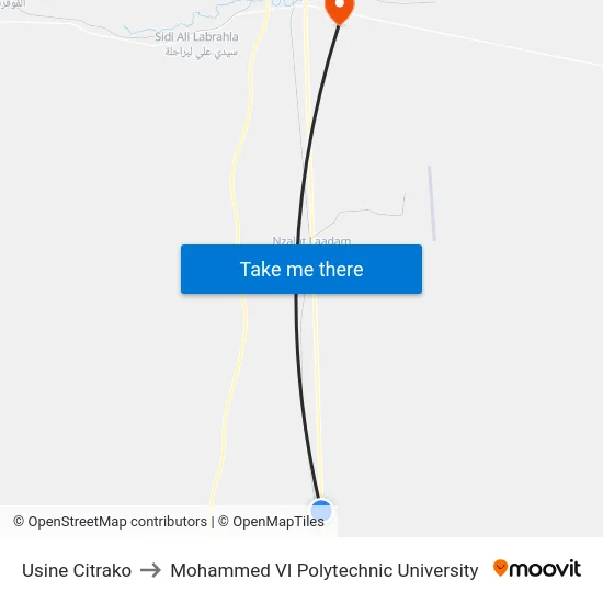 Usine Citrako to Mohammed VI Polytechnic University map