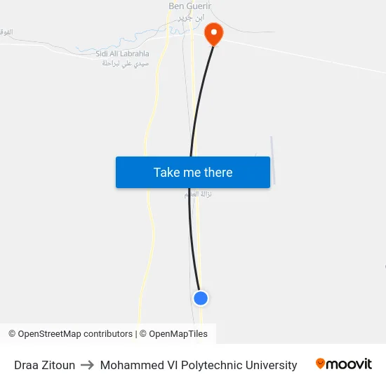Draa Zitoun to Mohammed VI Polytechnic University map