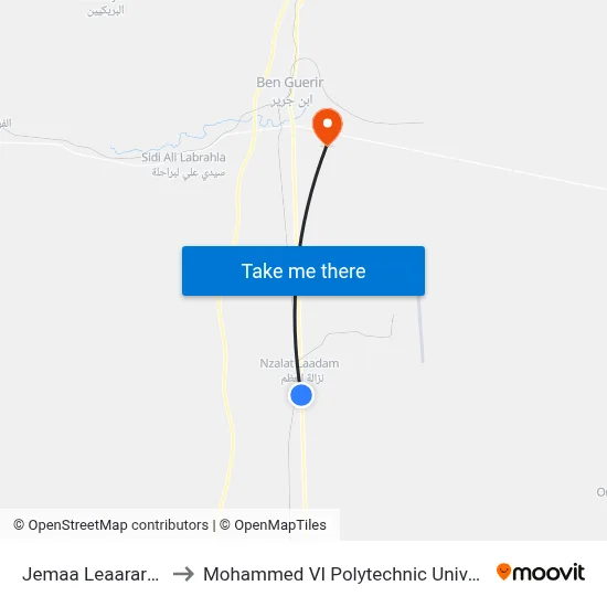 Jemaa Leaararcha to Mohammed VI Polytechnic University map