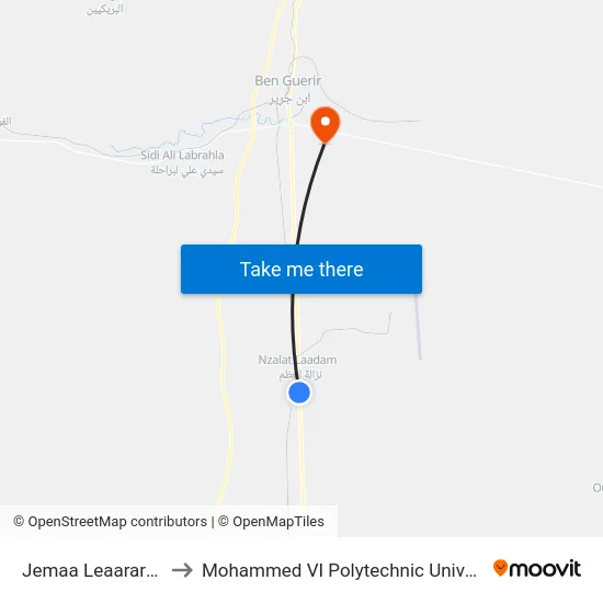 Jemaa Leaararcha to Mohammed VI Polytechnic University map