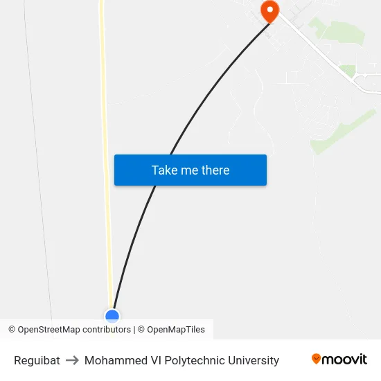 Reguibat to Mohammed VI Polytechnic University map