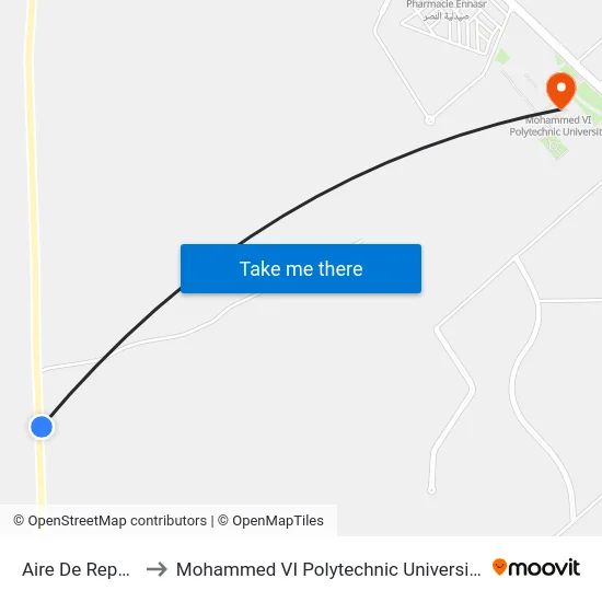 Aire De Repos to Mohammed VI Polytechnic University map