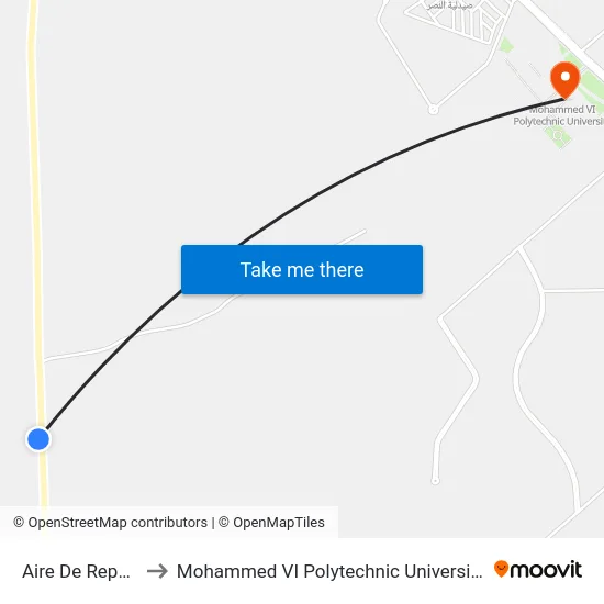 Aire De Repos to Mohammed VI Polytechnic University map