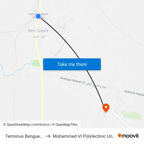 Terminus Benguerir - R to Mohammed VI Polytechnic University map