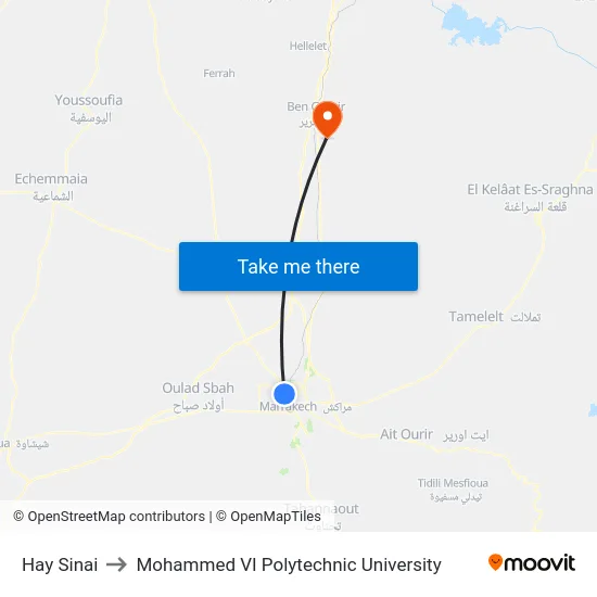 Hay Sinai to Mohammed VI Polytechnic University map