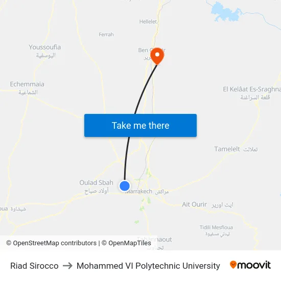 Riad Sirocco to Mohammed VI Polytechnic University map