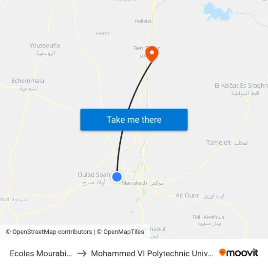 Ecoles Mourabitine to Mohammed VI Polytechnic University map