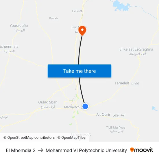 El Mhemdia 2 to Mohammed VI Polytechnic University map