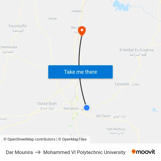 Dar Mounira to Mohammed VI Polytechnic University map
