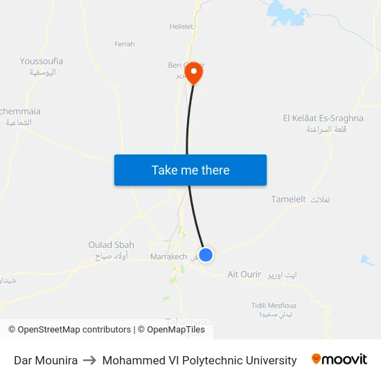 Dar Mounira to Mohammed VI Polytechnic University map