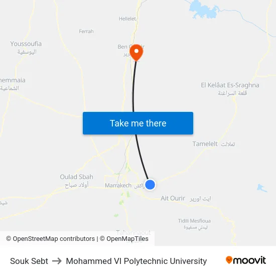 Souk Sebt to Mohammed VI Polytechnic University map