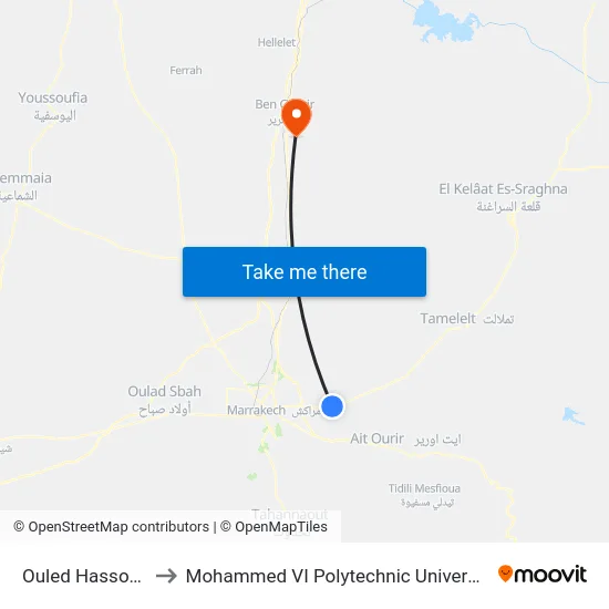 Ouled Hassoun to Mohammed VI Polytechnic University map