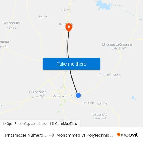 Pharmacie Numero Jemaa to Mohammed VI Polytechnic University map