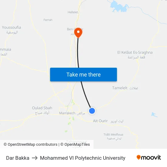 Dar Bakka to Mohammed VI Polytechnic University map