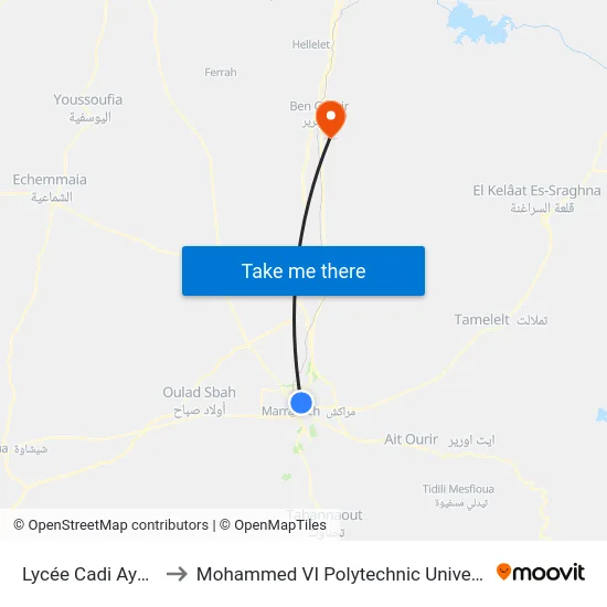 Lycée Cadi Ayyad to Mohammed VI Polytechnic University map