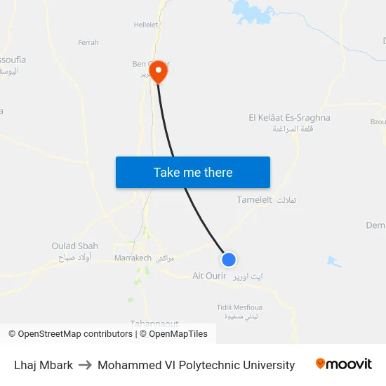 Lhaj Mbark to Mohammed VI Polytechnic University map