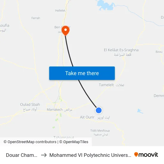 Douar Chamch to Mohammed VI Polytechnic University map