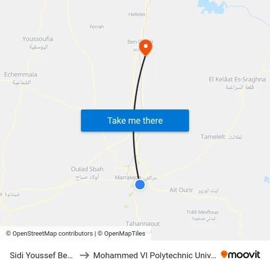 Sidi Youssef Ben Ali to Mohammed VI Polytechnic University map