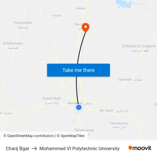 Charij Bgar to Mohammed VI Polytechnic University map