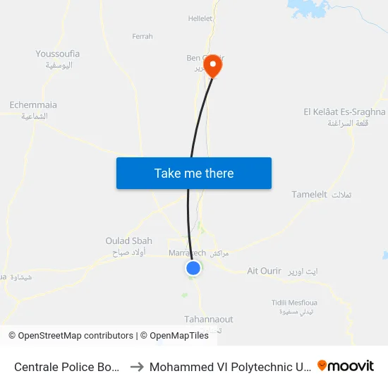 Centrale Police Bouakkaz to Mohammed VI Polytechnic University map