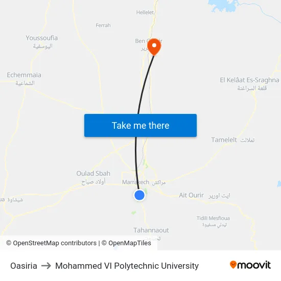 Oasiria to Mohammed VI Polytechnic University map