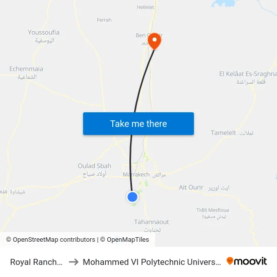 Royal Ranches to Mohammed VI Polytechnic University map