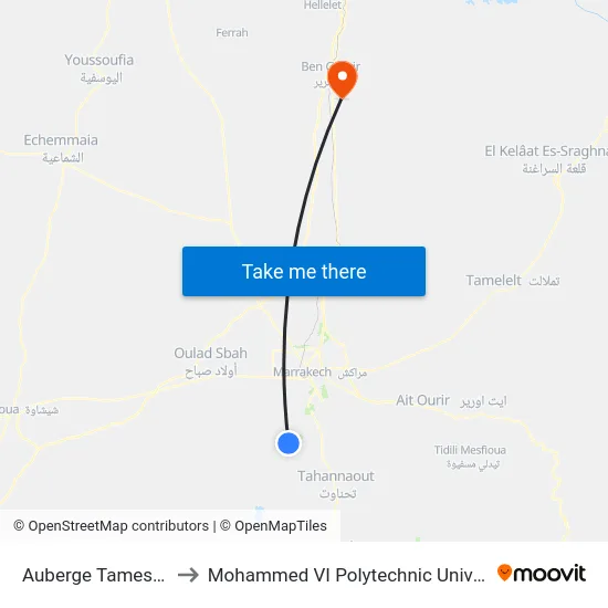 Auberge Tamesloht to Mohammed VI Polytechnic University map