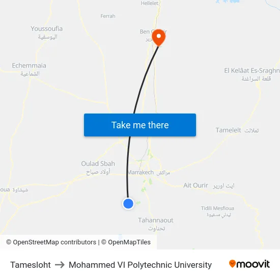 Tamesloht to Mohammed VI Polytechnic University map