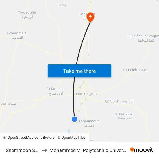 Shemmoon Spa to Mohammed VI Polytechnic University map