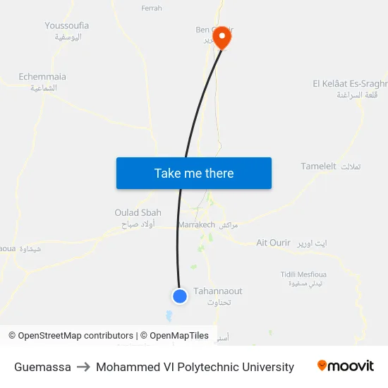 Guemassa to Mohammed VI Polytechnic University map