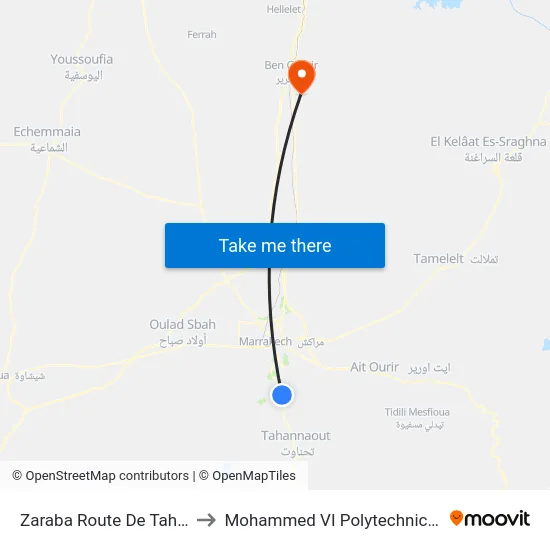 Zaraba Route De Tahennaout to Mohammed VI Polytechnic University map