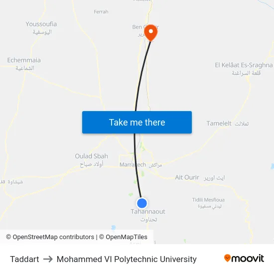 Taddart to Mohammed VI Polytechnic University map