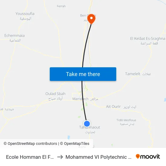 Ecole Homman El Fetouaki to Mohammed VI Polytechnic University map