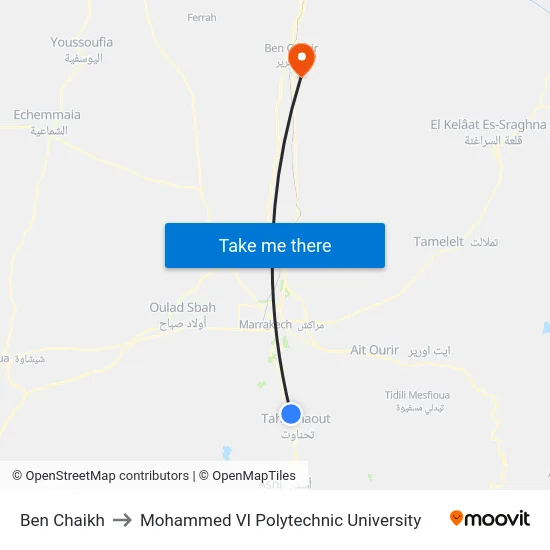 Ben Chaikh to Mohammed VI Polytechnic University map