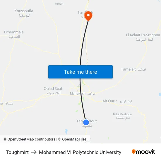 Toughmirt to Mohammed VI Polytechnic University map